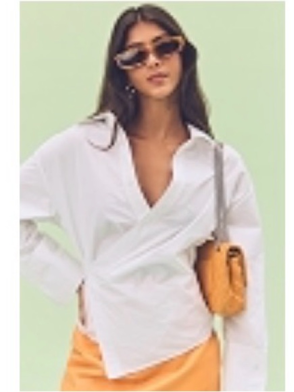 A.L.C. Madison White Button-Front Wrap Shirt